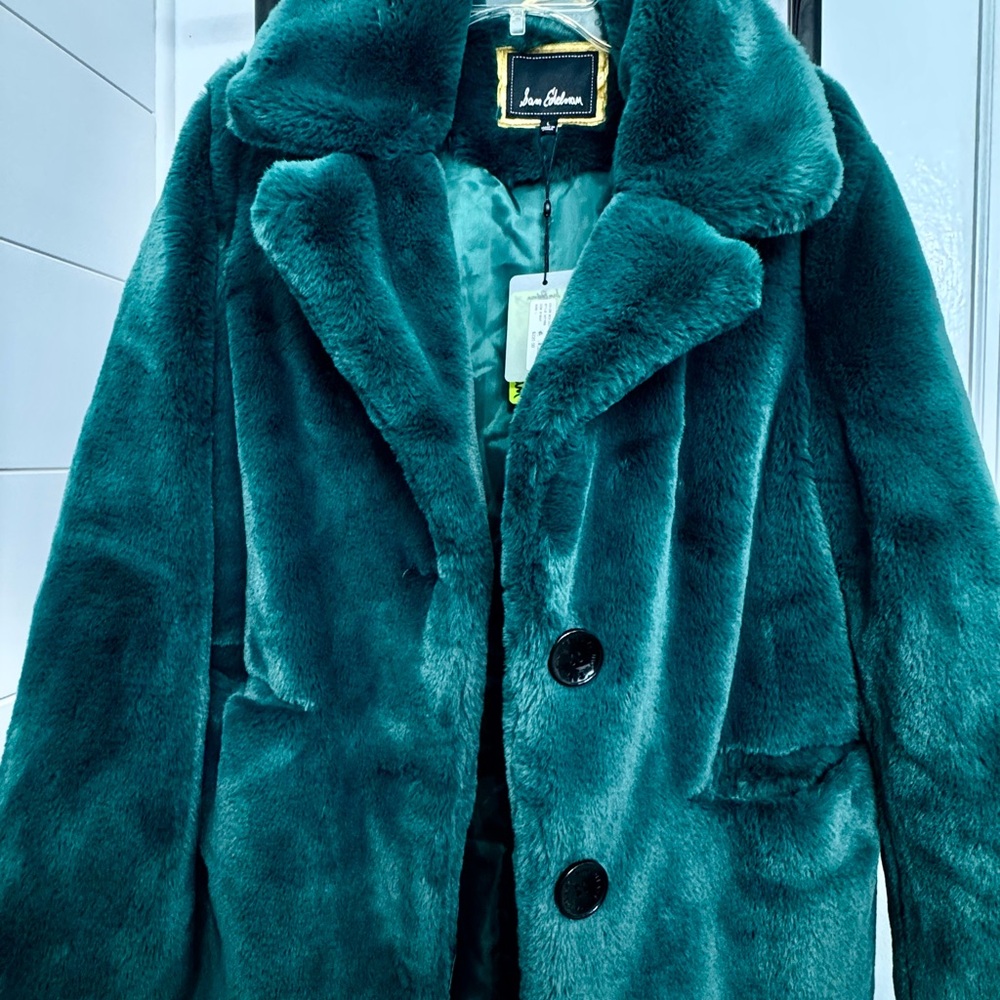 NWT~Sam Edelman Luxurious Green Faux Fur Coat~Sz:L